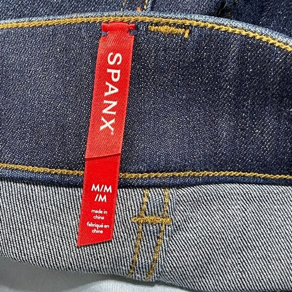 New Spanx Flare Jeans Medium M Midnight Pull-On Elastic Long Inseam 33" - Picture 3 of 4